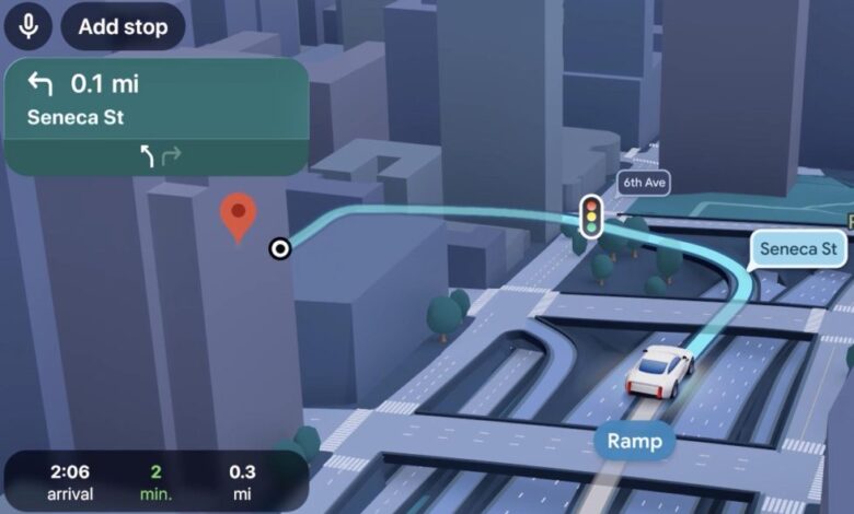 Google Maps immersive navigation 3D driving interface