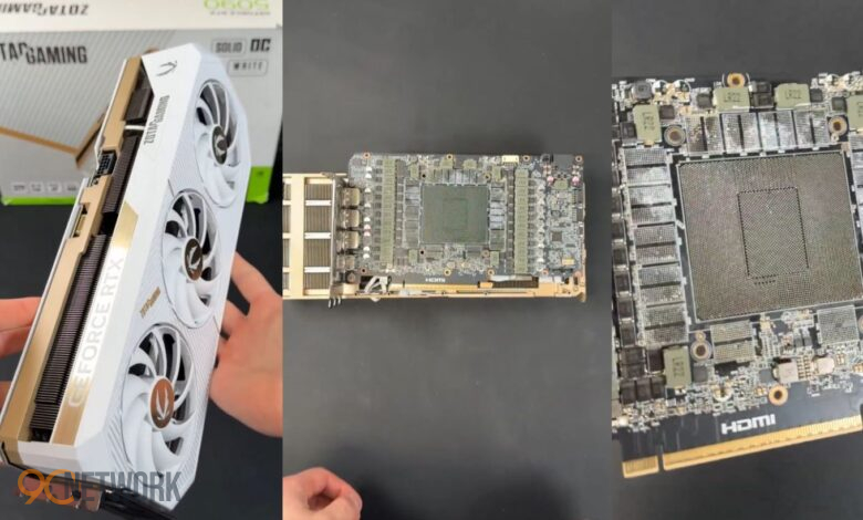 RTX 5090 graphics card close-up with missing components