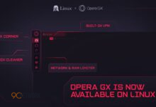 Opera GX on Linux browser running on a desktop