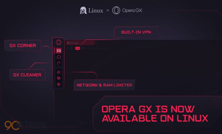 Opera GX on Linux browser running on a desktop