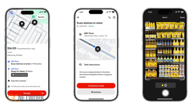 DoorDash courier using smartphone for AI task