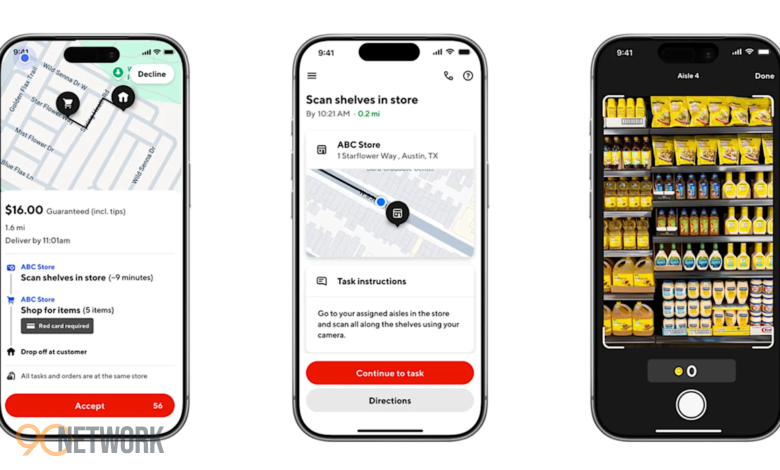 DoorDash courier using smartphone for AI task