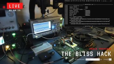 Xbox One console motherboard showing security components