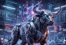 Illustration representing the Ox Alpha AI model with massive server infrastructure