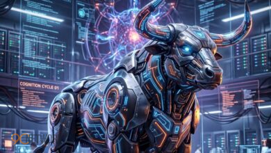 Illustration representing the Ox Alpha AI model with massive server infrastructure