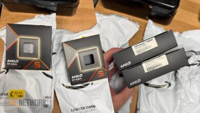 Illustration of an empty CPU box from Amazon on a delivery workbench